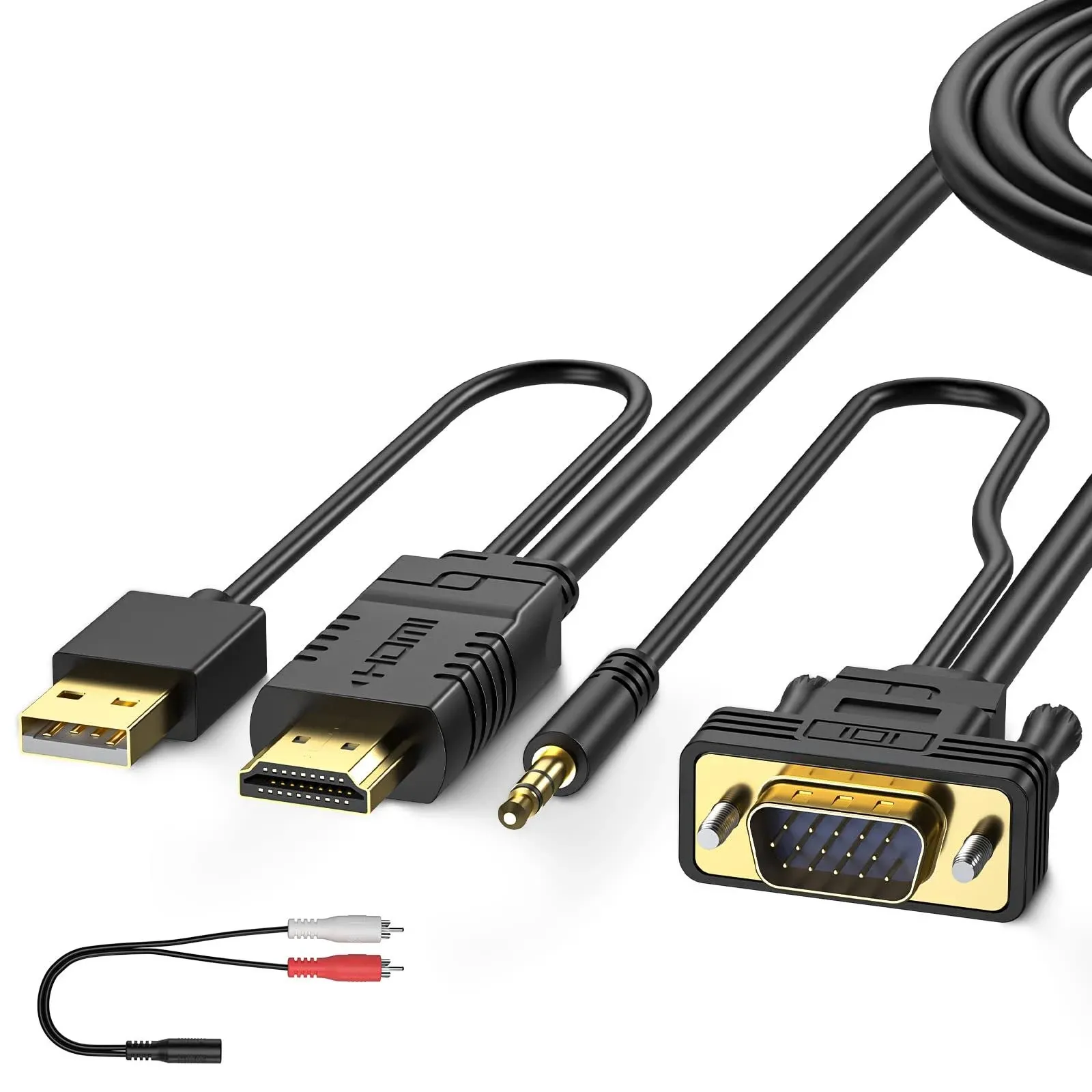 FOINNEX VGA to HDMI Cable 33FT/10M, 1080P VGA to HDMI Adapter Cable Old PC to New ...