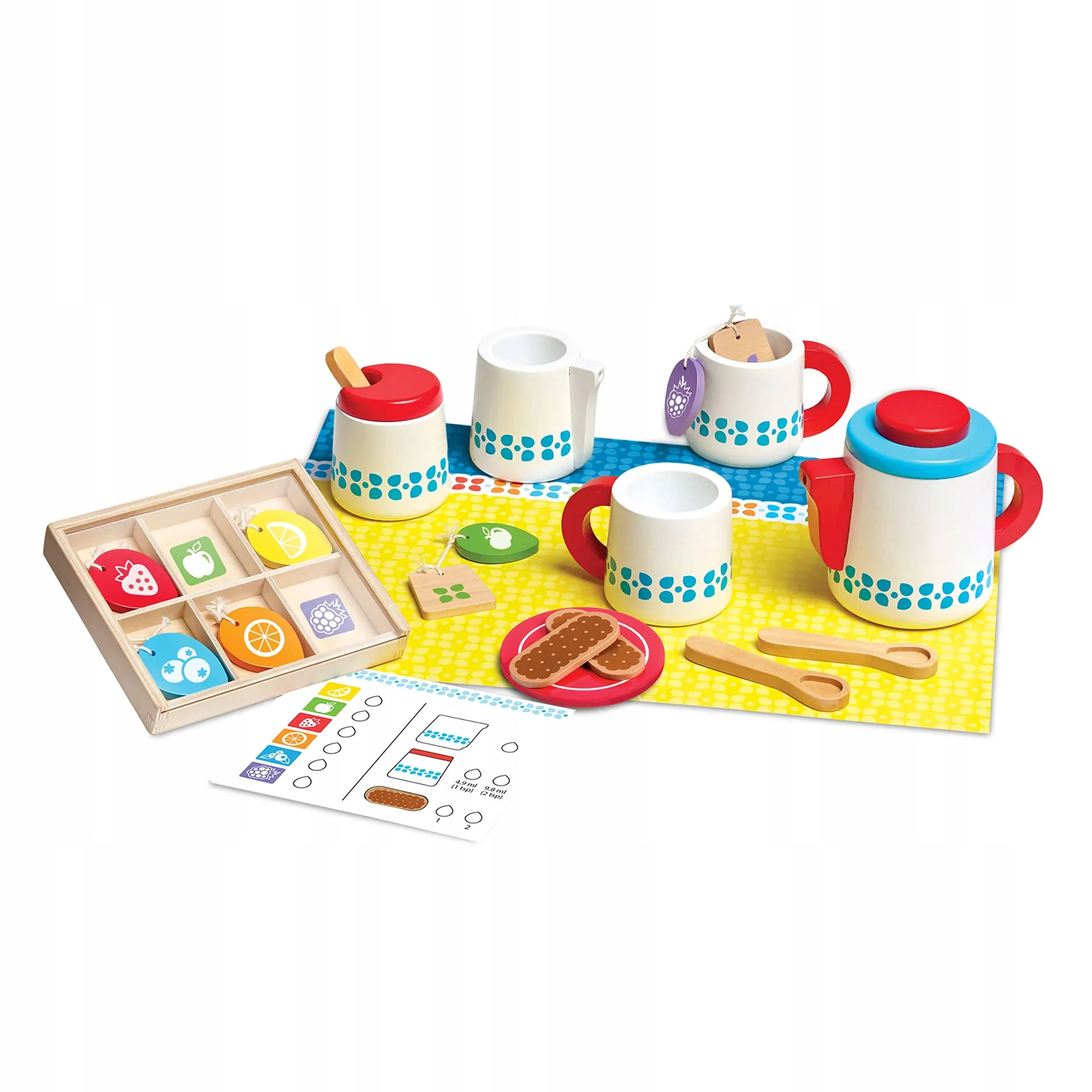 Melissa & Doug 20-Piece Steep and Serve Wooden Tea Set - Play Food and Kitchen Accessories