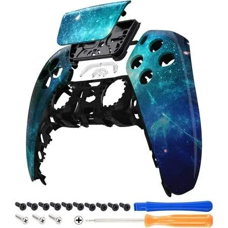 eXtremeRate Blue Nebula Touchpad Front Housing Shell Replacement Cover for PS5 Controller Bdm-010/020/030/040