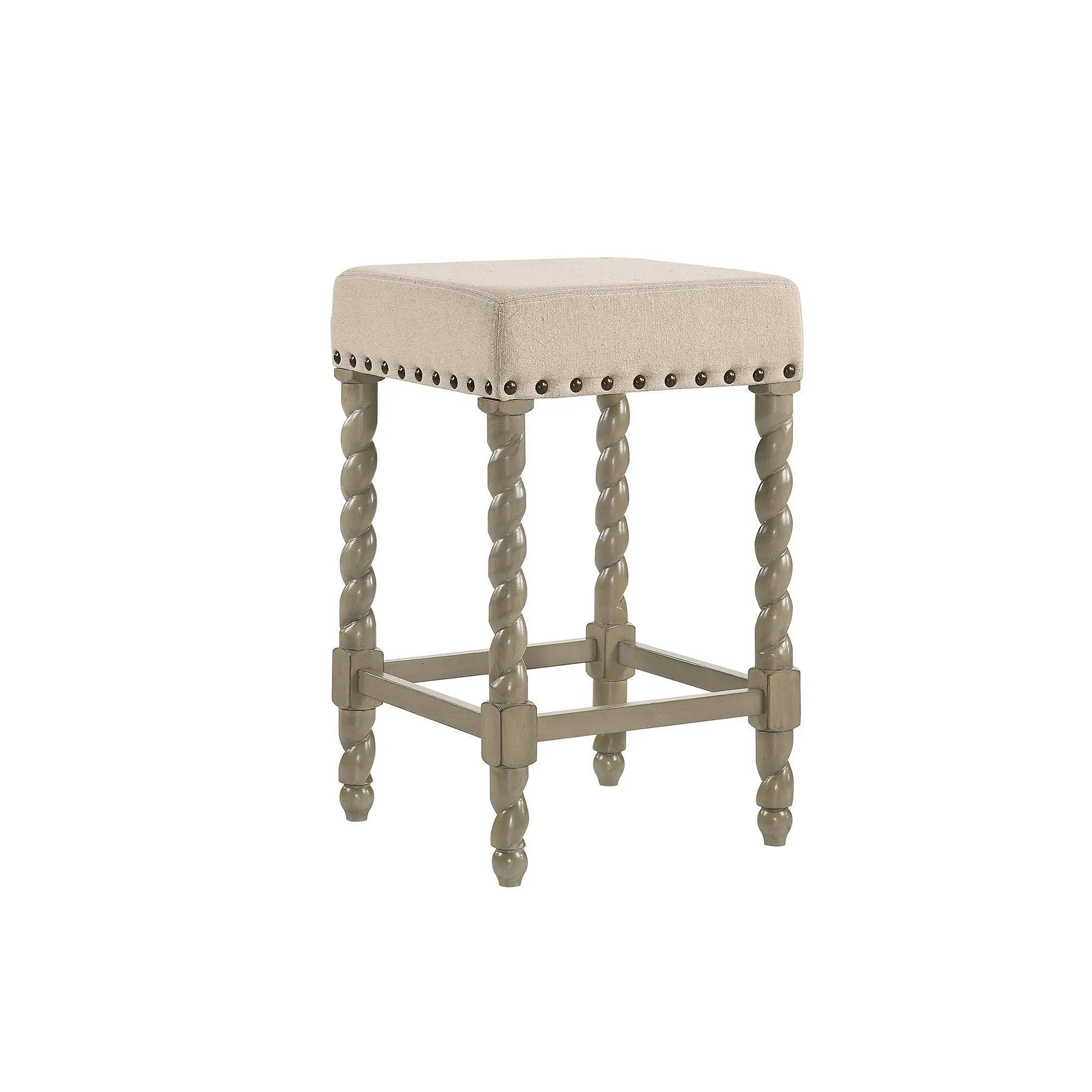 Carolina Chair & Table Remick 24 Inch Counter, Weathered Gray/Linen Stool