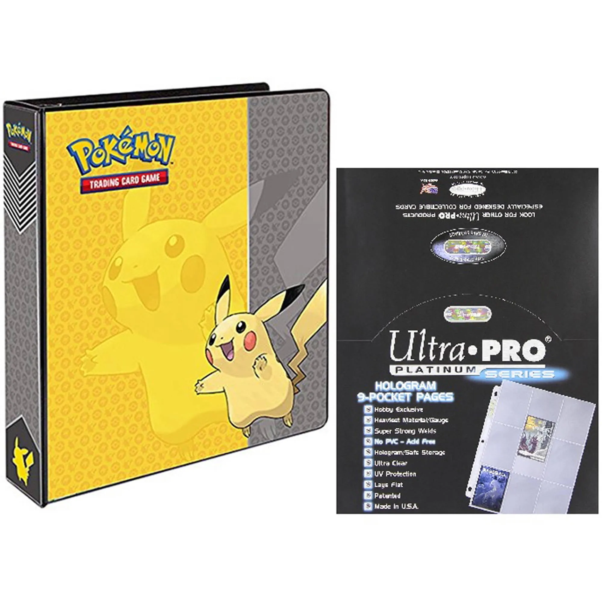 Ultra Pro Pokemon Pikachu 2" 3-Ring Binder Card Album with 100 Platinum Sheets