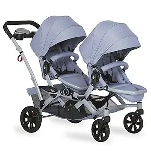 Dream on Me Track Tandem Stroller- Face to Face Edition, Sky Grey