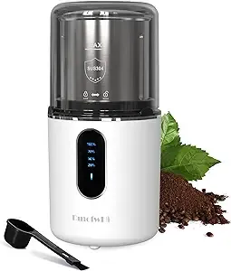 Cordless Coffee Grinder Electric, DmofwHi USB Rechargeable Coffee Bean Grinder with 304 Stainless Steel Blade and Removable Bowl-Black