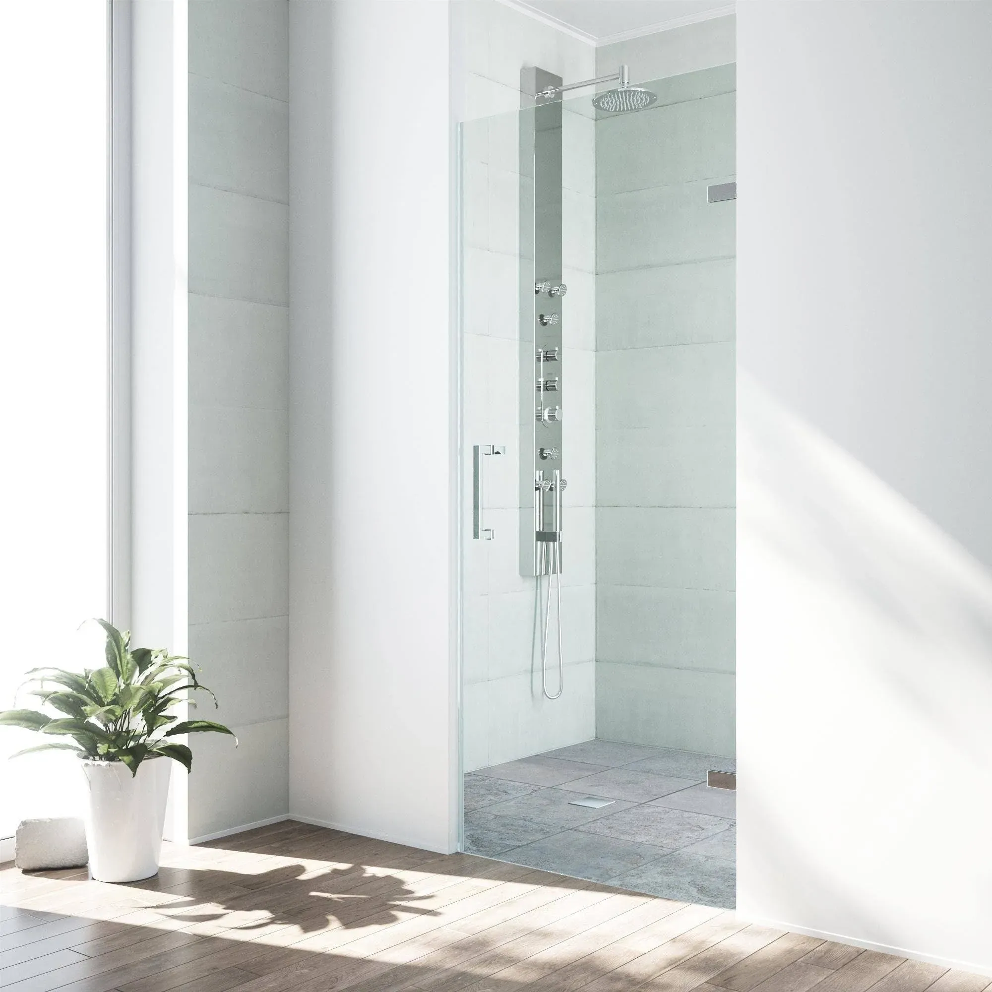 Vigo VG607224 Soho 70-5/8"H x 24"W Hinged Frameless Shower Door - Contemporary - Shower Doors - by Buildcom | Houzz