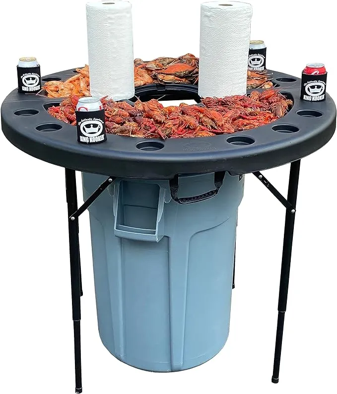 King Kooker Plastic Seafood Serving Table, 42-Inch Diameter, Black