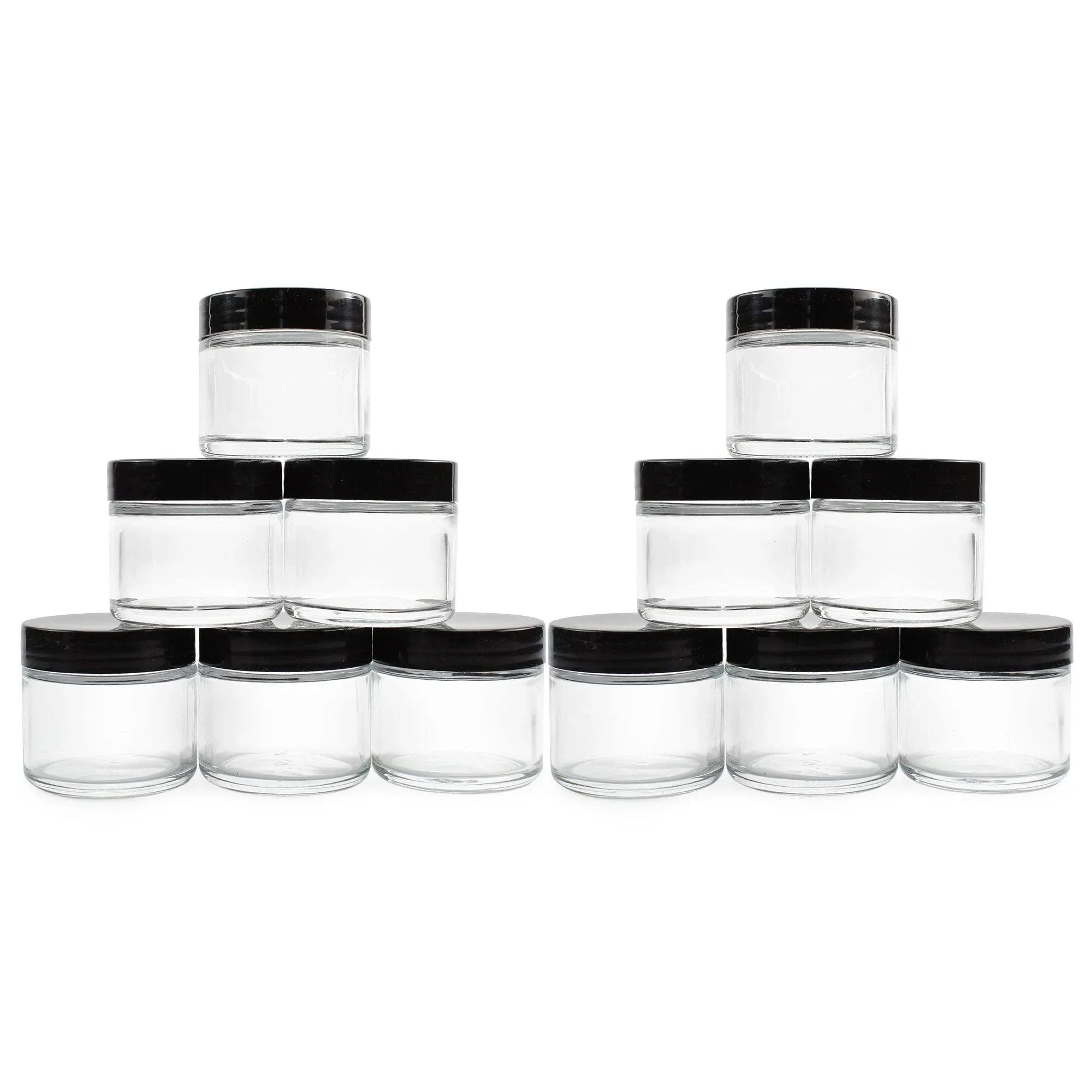 Cornucopia 2oz Straight Sided Clear Glass Jars (12 pack), Airtight Cosmetic Jars for Creams, Balms & Aromatherapy