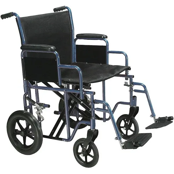 Drive Medical Bariatric Transport Wheelchair with Swing Away Footrest, Blue, 20" Seat