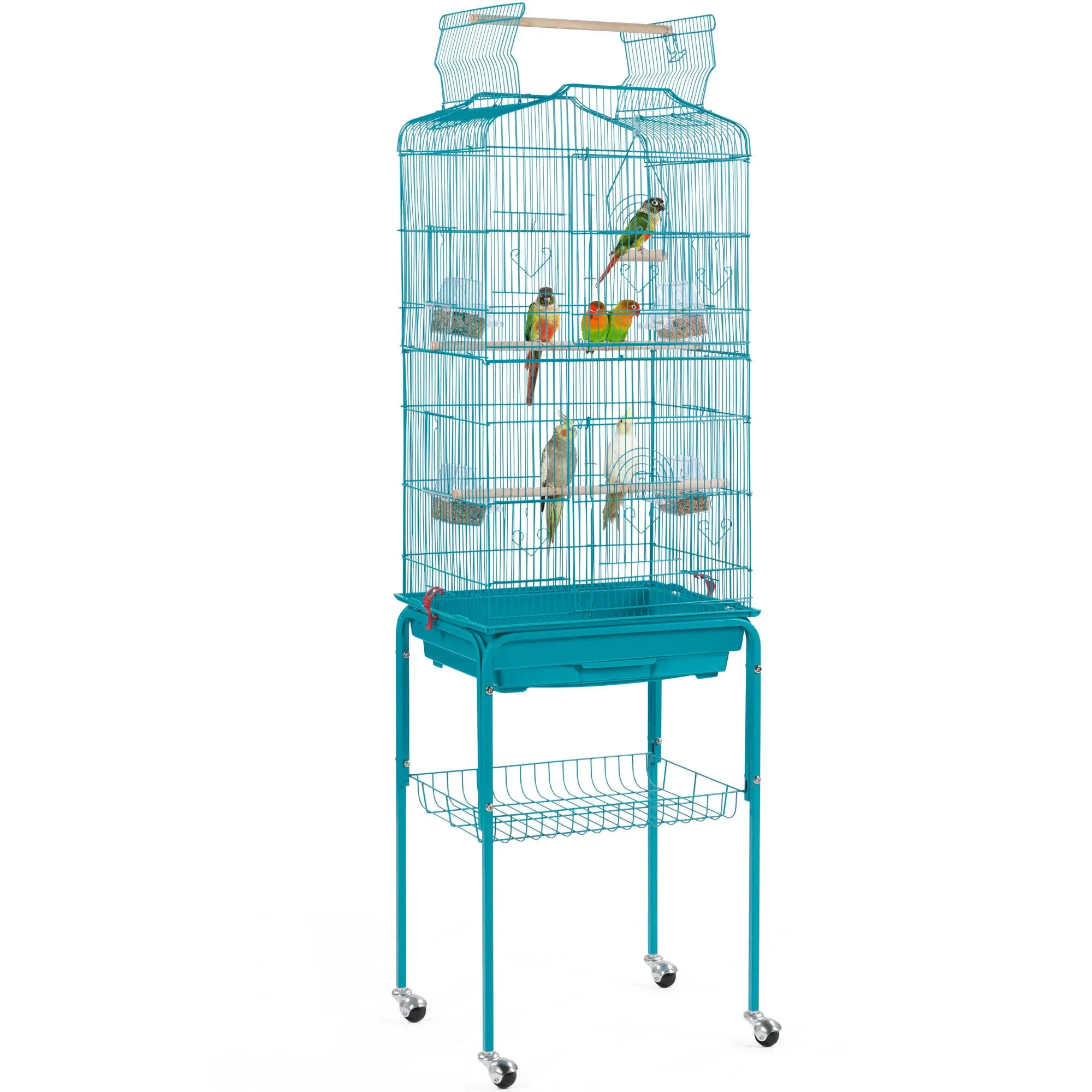 64 inch Open Top Bird Cage Metal Parrot Cage with Stand for Budgie Parrot Canary