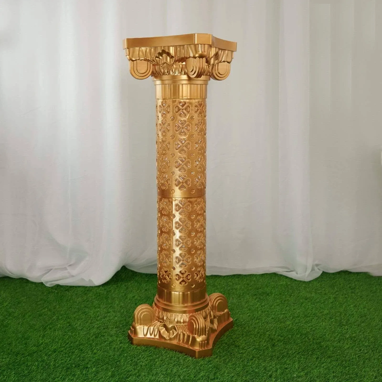 4 Gold 40&#034; Adjustable Roman Decorative Columns Pedestal Stands Party Supplies