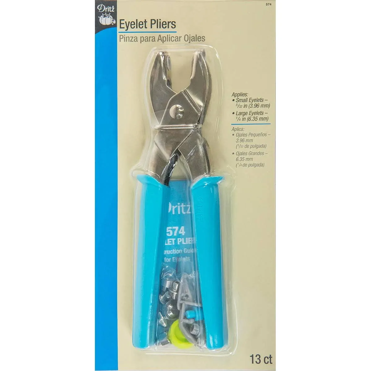 Dritz Eyelet Pliers for 5/32" & 1/4" Eyelets, Turquoise