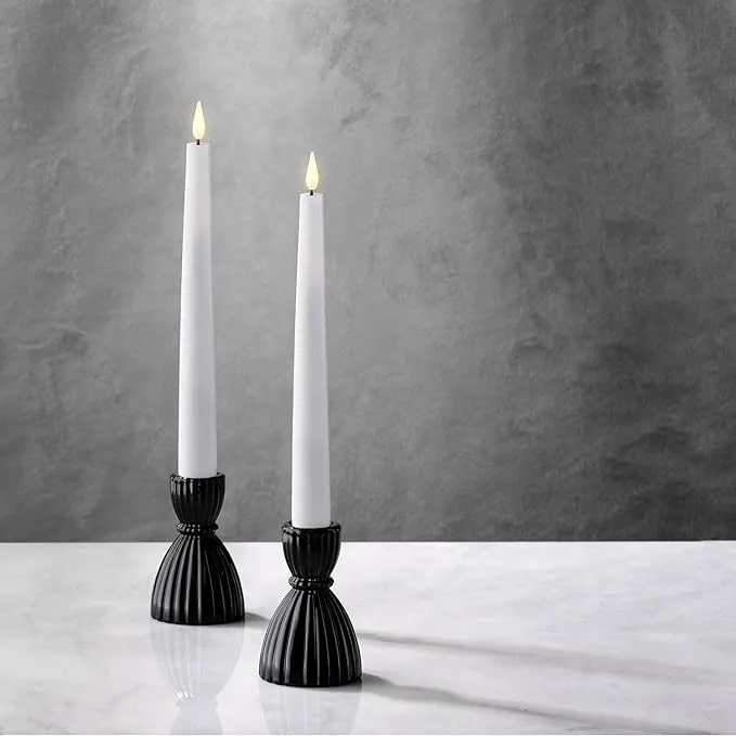 LampLust Black Taper Candle Holder, 3.5 in, 2 Pk Candlestick Holders, Glass Candle Holders for Standard Tapered Candles, Black Candle Holder, Modern Farmhouse Home Decor, Table & Mantel Centerpieces