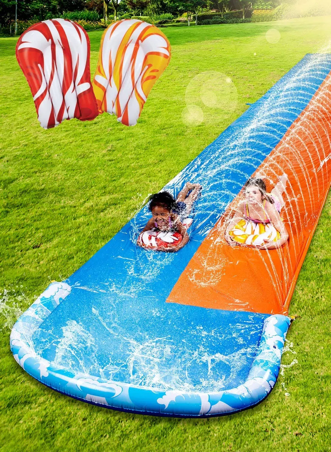 32.5FT Waves Double Lawn Water Slide