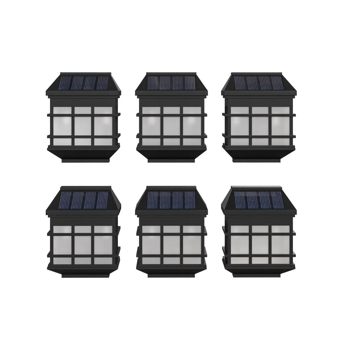 Wall Mount Led Solar Powered Fence And Deck Lights - All-Weather Decorative Solar Lights - Set Of 6