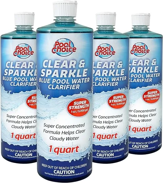 Pool Choice Clear and Sparkle Blue Pool Water Clarifier, 1-Quart, 4-Pack