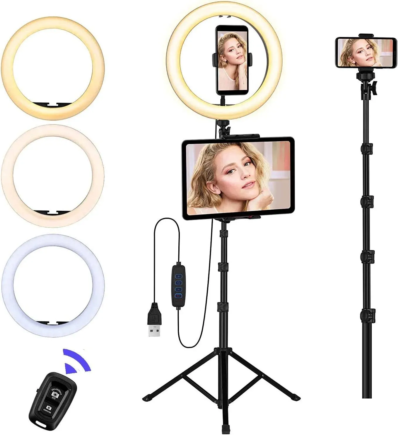 Ring Light with Stand and Phone Holder, 10&#039;&#039; LED Selfie Ring Light with Tripo...