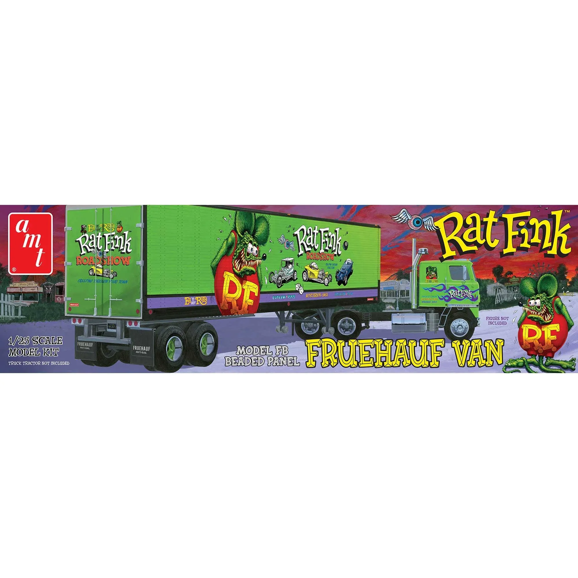 AMT 1/25 Rat Fink Fruehauf Beaded Van Trailer Hauler Model Kit