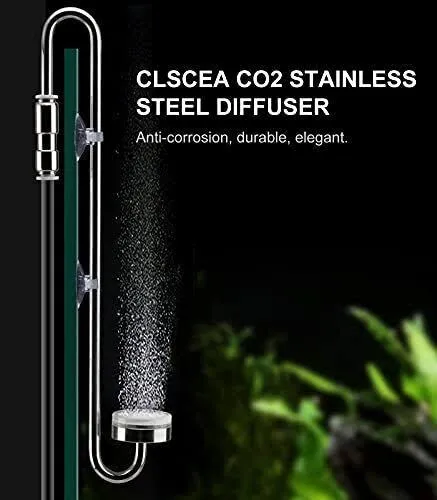 Clscea Aquarium Stainless Steel CO2 Diffuser Atomizer with Integrated Check V...