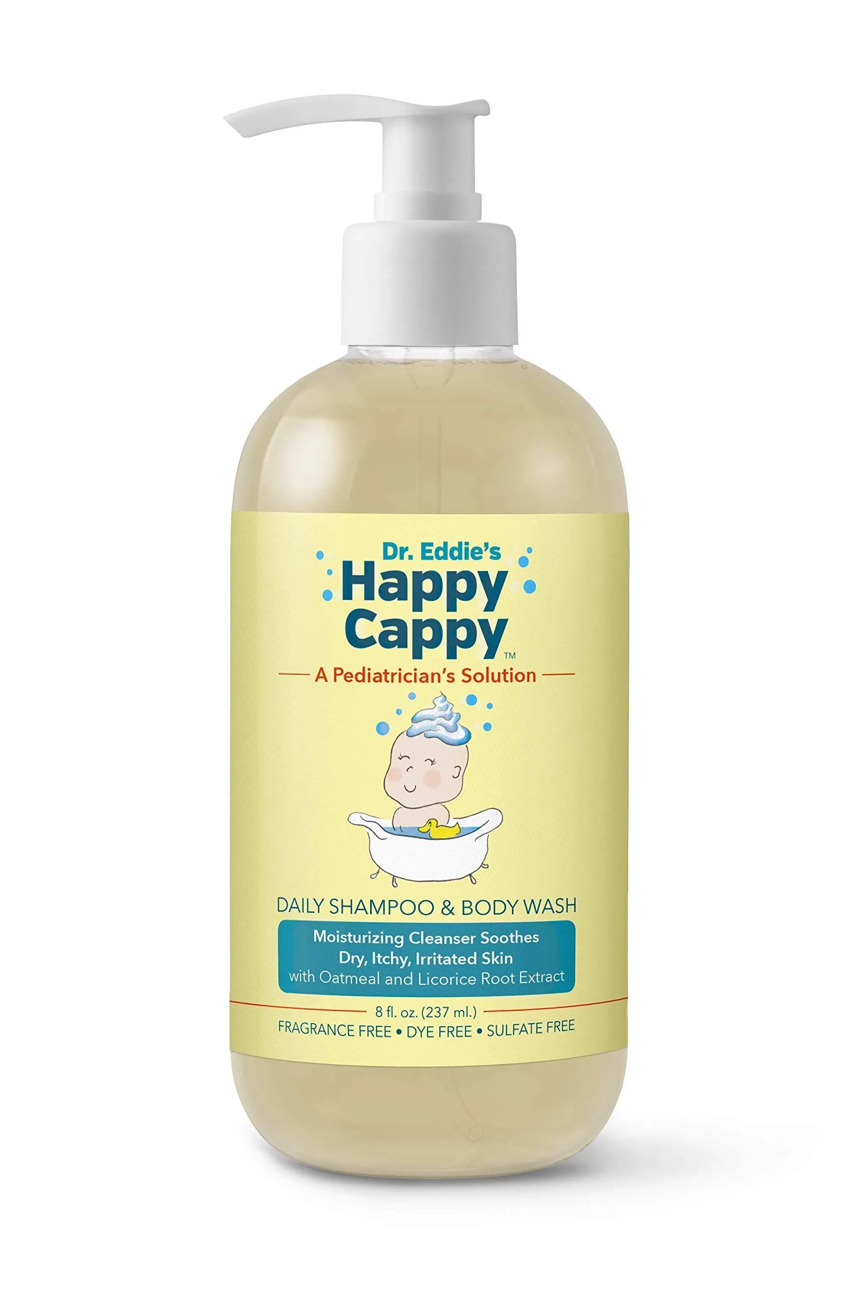 Happy Cappy Daily Shampoo Body Wash Childrens Soothes Dry Sensitive Skins 8Oz