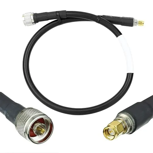 Bolton400 Cable (BT512457) - LMR®400 Equivalent Coaxial Cable 2ft - Heavy Duty Ultra Low Loss Coax Cable 50ohm - N Male to SMA Male - 2 Feet Black - for Home and Commercial Signal Booster