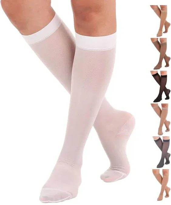 Women's Stockings, Knee High, Sheer: 15-20 mmHg, Black, Medium