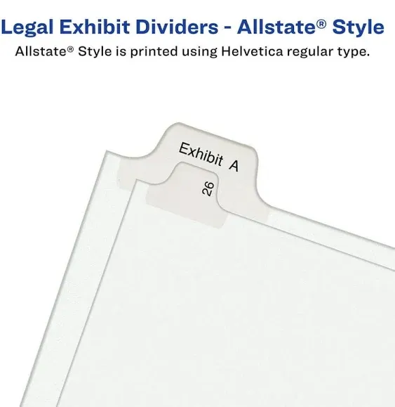 Avery Collated A-Z, Legal Exhibit Unpunched Dividers for Use with Any Binding System, 26 Side Tab Dividers per Set, Helvetica Type, 3 Sets (21874)