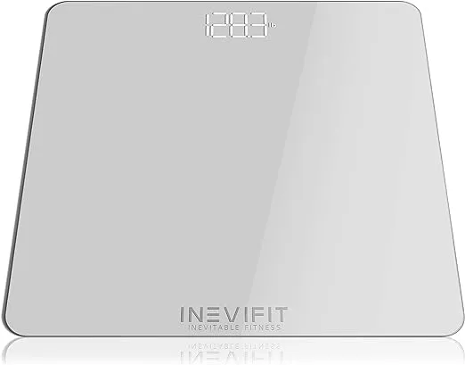 INEVIFIT BATHROOM SCALE, Highly Accurate Digital Bathroom Body Scale, Measures Weight up to 400 lbs. Includes Batteries