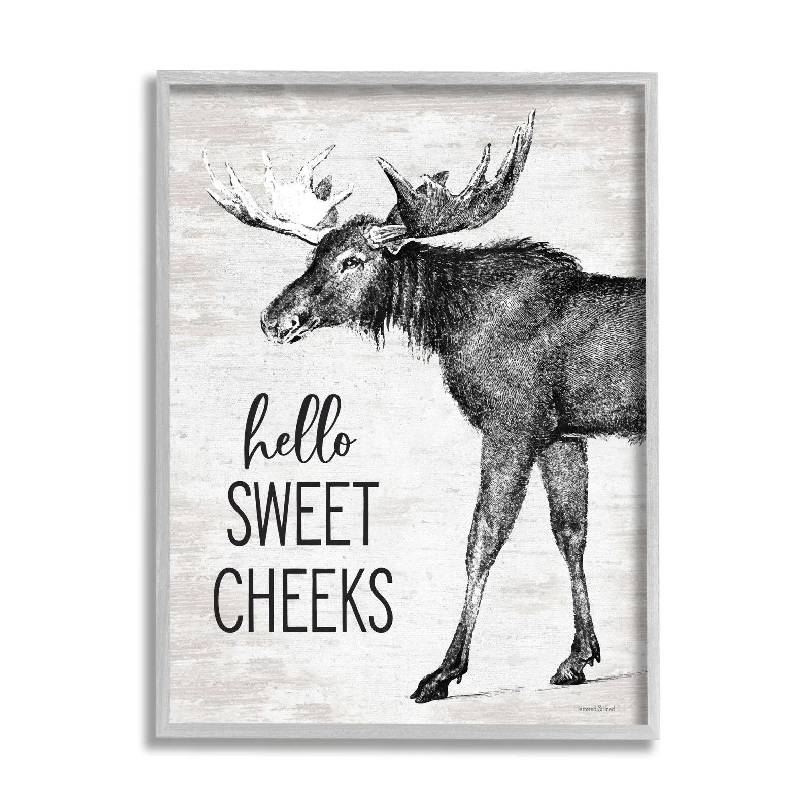 Stupell Industries Hello Sweet Cheeks Funny Bathroom Humor Rustic Moose Framed Wall Art in Gray | 16" x 20" | Michaels®