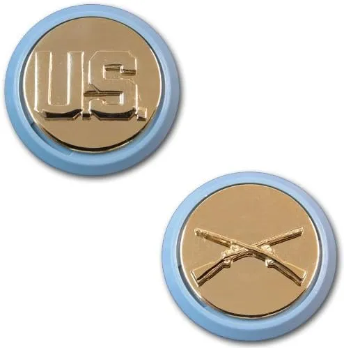 Army Enlisted Branch of Service Collar Device: U.S. and Infantry - blue disc