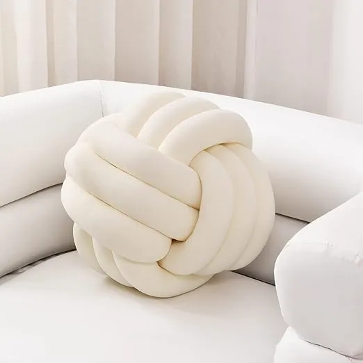 Handmade Knotted Pillow Bedroom Sofa Car Decor Round Knot Ball Cushion Throw Pillows Plush Pillow Photography Props