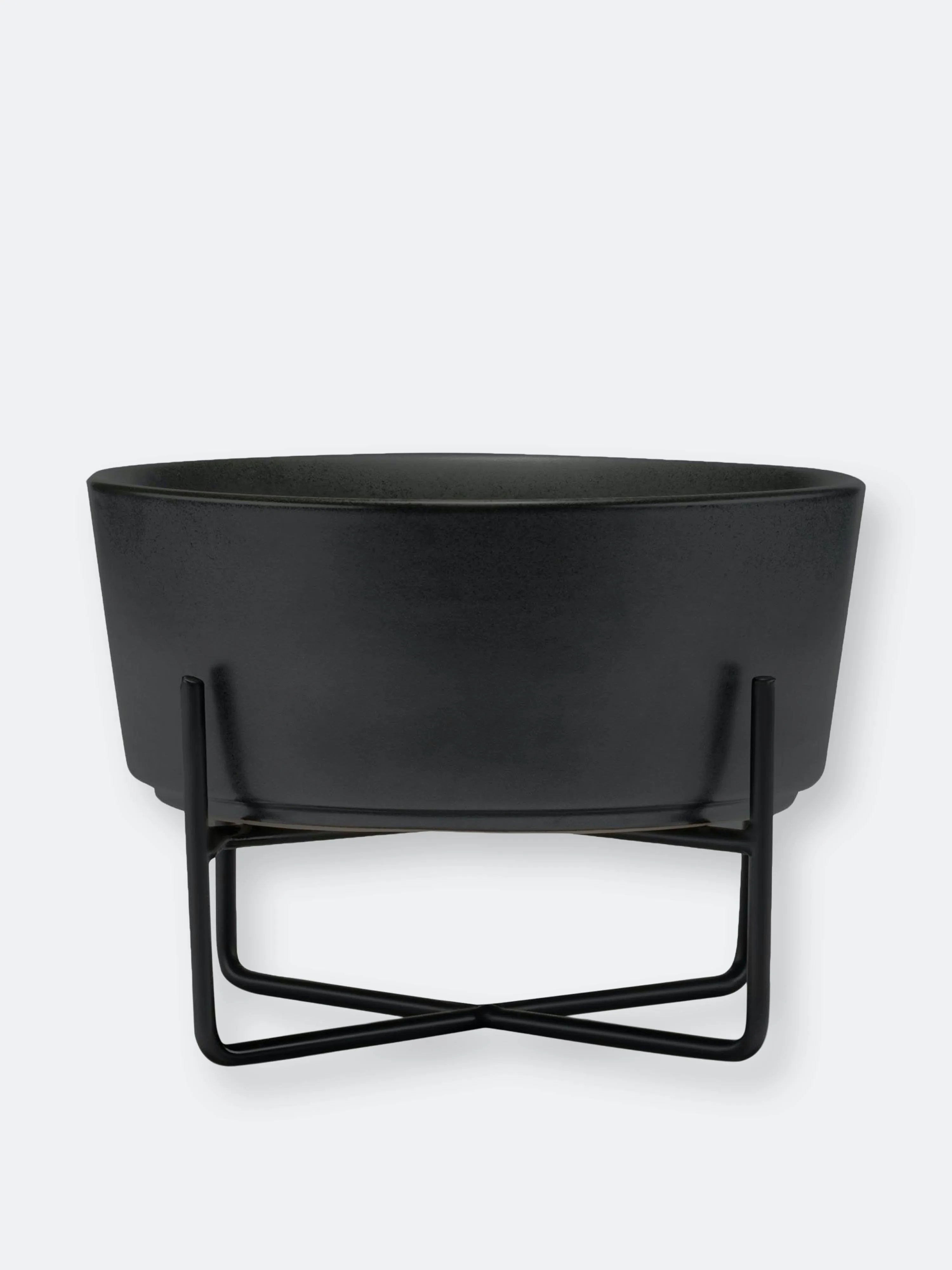 Waggo Simple Solid Dog Bowl & Stand, Medium, Matte Black