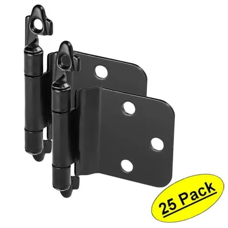 25 Pair Pack - Cosmas 16890-FB Flat Black Cabinet Hinge Variable Overlay with 30 ...