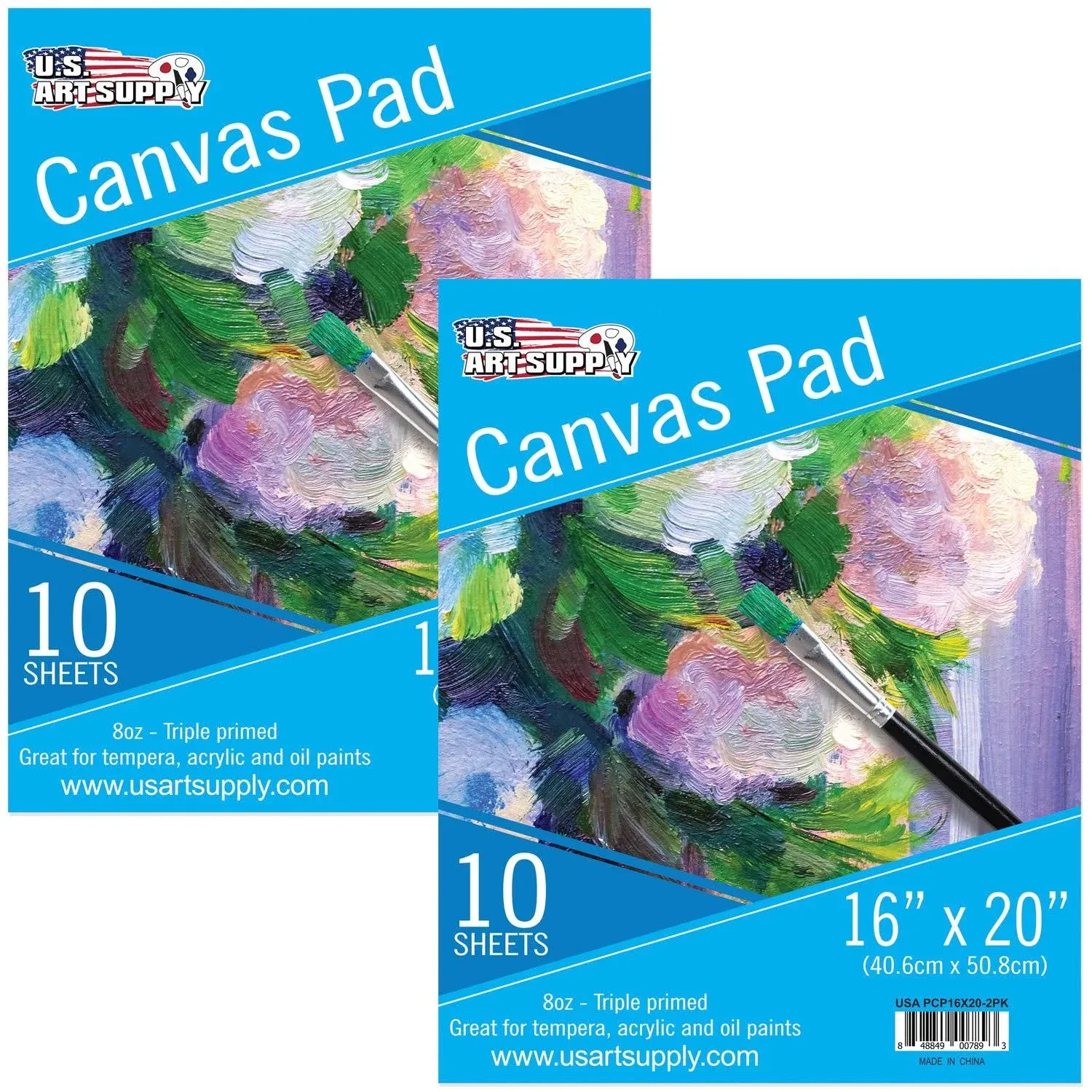 16&#034; x 20&#034; 10-Sheet 8-Ounce Triple Primed Acid-Free Canvas Paper Pad (2 Pads)