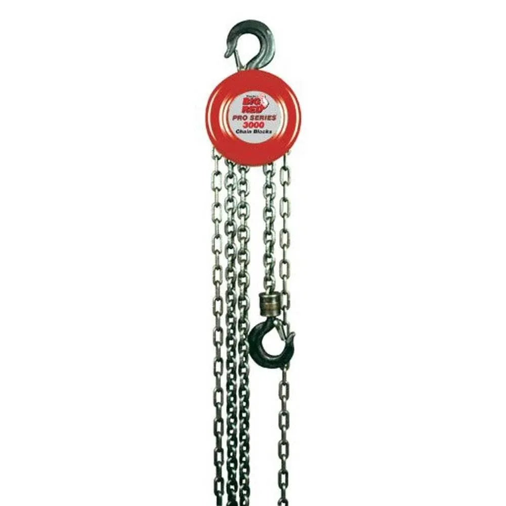 BIG RED 3 Ton Torin Manual Hand Lift Steel Chain Block Hoist, 2-Hooks, TR 9030