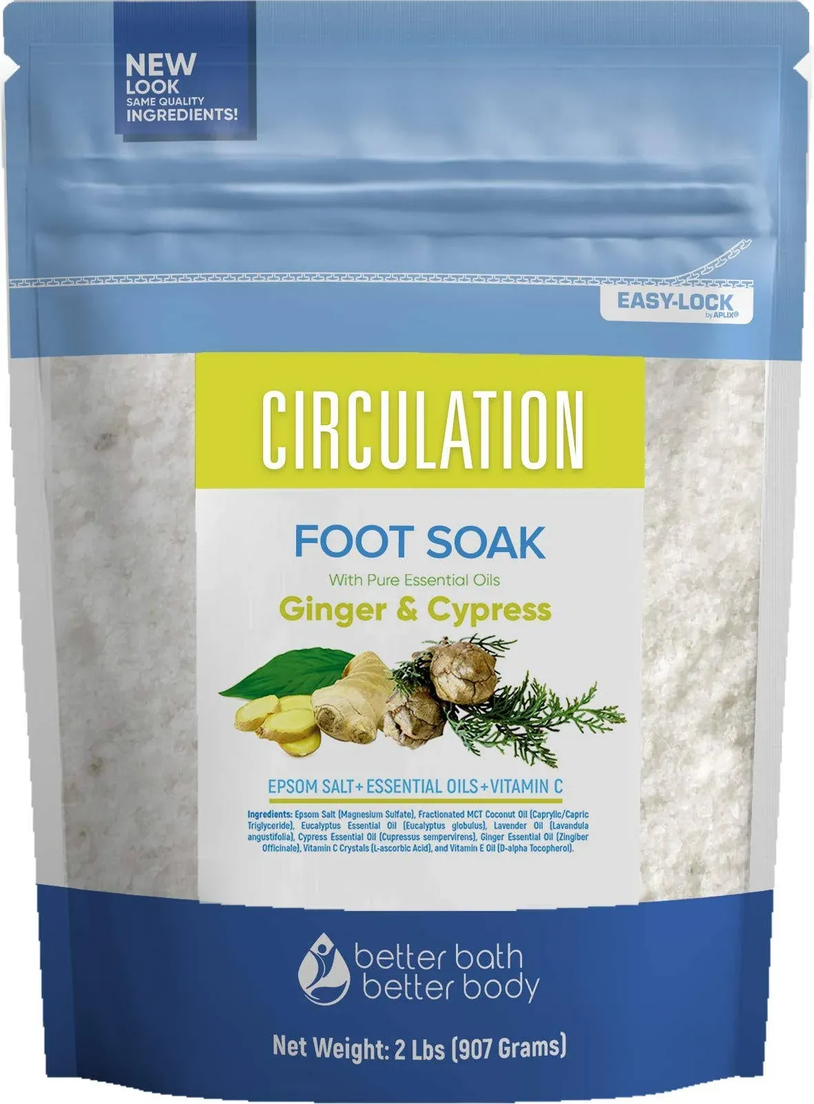 Circulation Foot Soak 32 Ounces Epsom Salt with Natural Ginger, Cypress ...