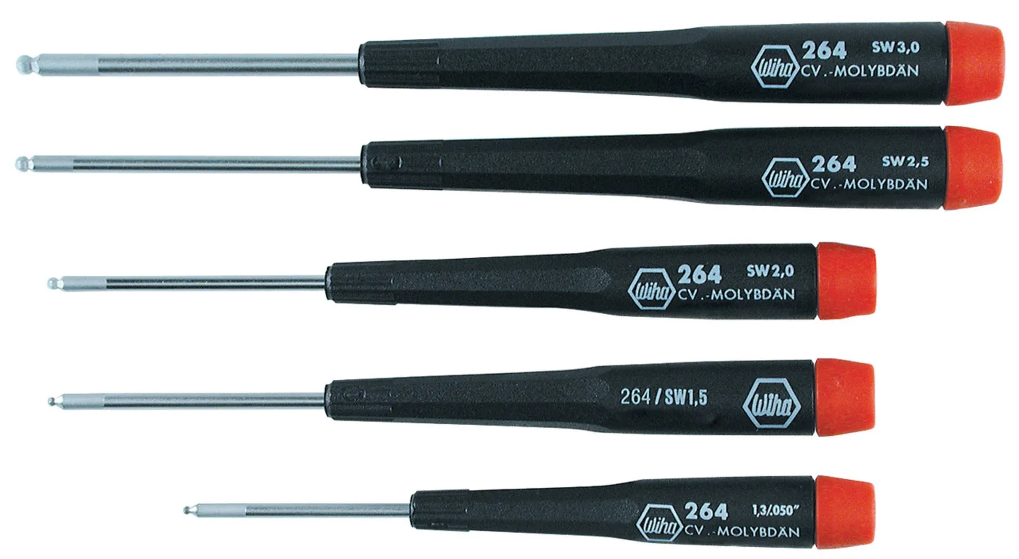 Wiha 26491 5-Piece Ball Metric End Hex Driver Set