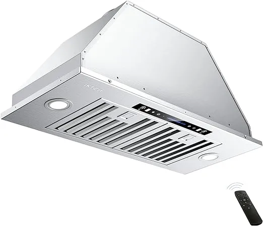IKTCH 30 inch Built-in/Insert Range Hood 900 CFM, Ducted/Ductless Convertible Duct, Stainless Steel Kitchen Vent Hood with 4 Speed Gesture Sensing&Touch Control Panel(IKB01-30)