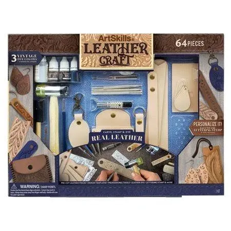 ArtSkills Leather Craft Kit - Leather Working Set for Beginners 64 Pieces