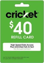 Cricket Wireless Cricket31273 Refill Card