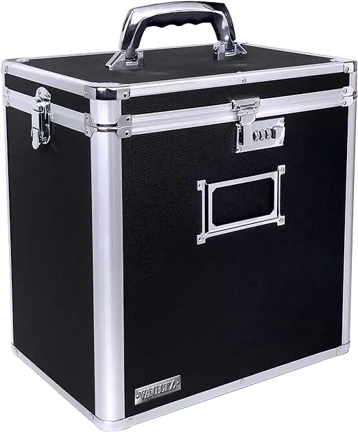 Vaultz Black Locking Vinyl Record Storage Case