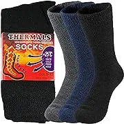 Men's Winter Thermal Boot Thick Insulated Heated Wool Crew Socks 3/6 Pairs for Cold Weather Outdoor Activities