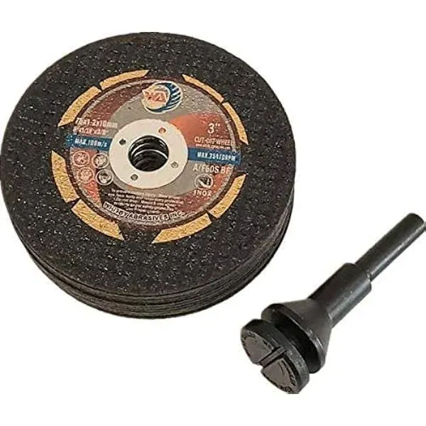 Whitby Abrasives Die Grinder Cut-Off Wheels and Mandrel Kit Including 12Pack 3"x ...