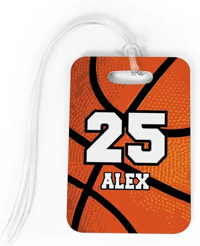 Basketball Luggage & Bag Tag | Personalized Name & Number | No Personalization on Back | Medium