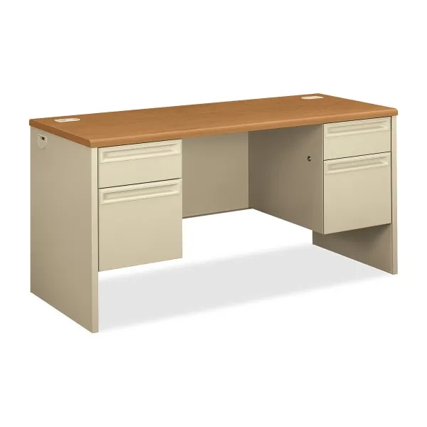 HON&reg; 38000 Kneespace 60&quot;W Computer Desk Credenza, Harvest/Putty