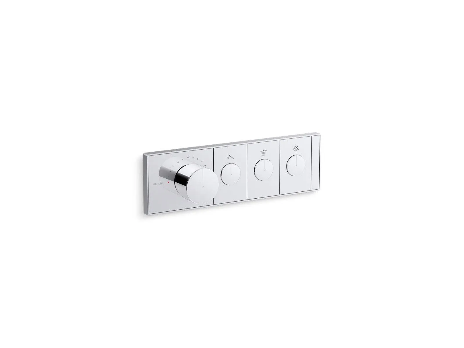 KOHLER 26347-9-CP Anthem Digital Thermostatic Valve Control Panel, Three-Outlet, Recessed Push Buttons, Polished ChromeKOHLER 26347-9-CP Anthem Digital Thermostatic Valve Control Panel, Three-Outlet, Recessed Push Buttons, Polished Chrome