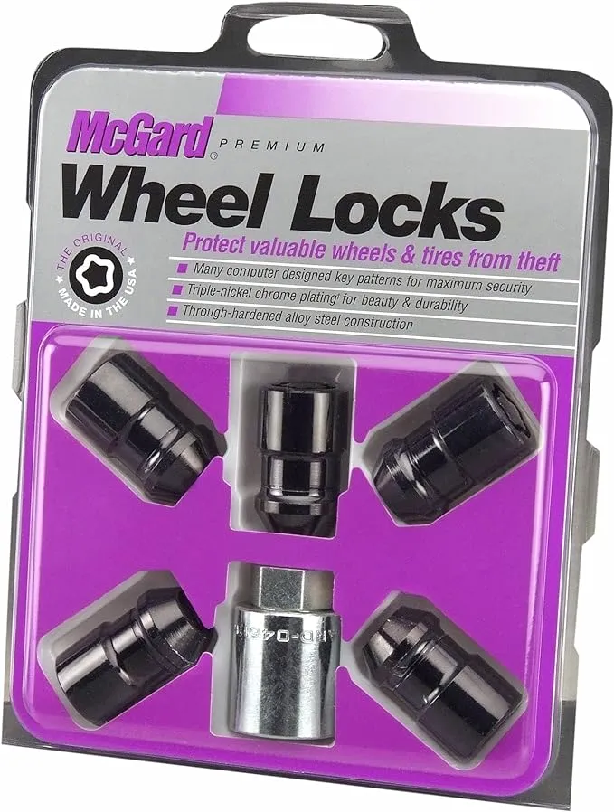 McGard 24548 Black Cone Seat Wheel Locks(1/2"-20 Thread Size) - Set of 5