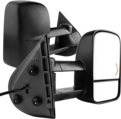 AUTOSAVER88 Tow Mirrors Compatible with 2007-2014 Chevy Silverado GMC Sierra, Power Heated Driver and Passenger Side Replacement Towing Mirror Set