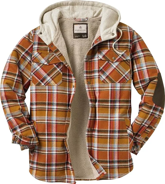 Legendary Whitetails Men's Camp Night Hooded Flannel Shirt Jacket