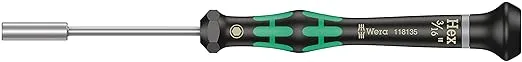 Wera 05118135001 Kraftform Micro 2069 Nutspinner Electronics Precision Screwdriver, 3/16" Head, 60mm Blade Length