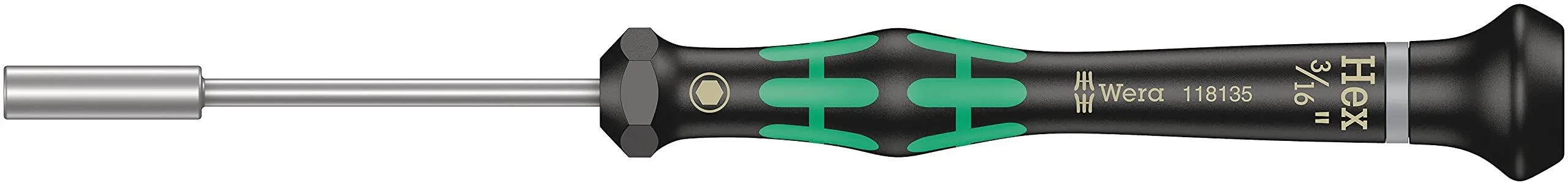 Wera 05118135001 Kraftform Micro 2069 Nutspinner Electronics Precision Screwdriver, 3/16" Head, 60mm Blade Length