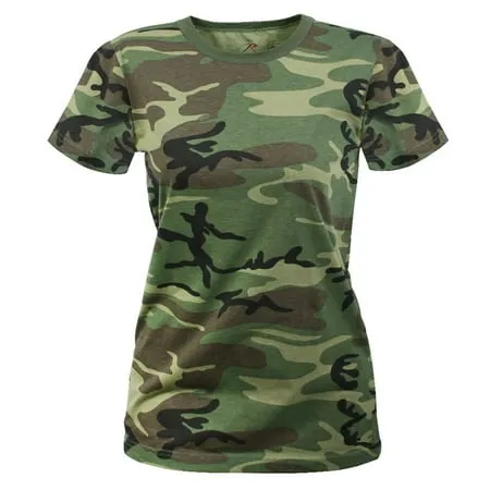 Rothco Womens Long Length Camo T-Shirt,Woodland Camo